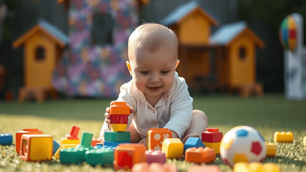 bebe jugando al aire libre