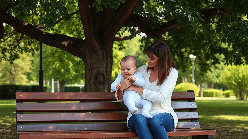 Mama en un banco